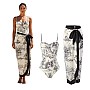 Showday European American Women's Bikini Bathing Suit Women's One Piece Swimsuit with Beach Cover up Wrap Skirt Floral Tummy Control Tankini Set 2 Piece Swimsuit Outfits