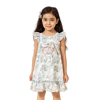 Flower Girl Dress with Bow and Ruffles Casual Occasion Dress Size 6-30 Months