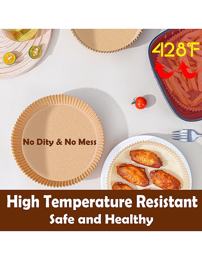 Airfryer Pack of 50 Air Fryer Parchment Paper Liner Air Fryer Non-Stick Disposable Paper for Frying Pan, Oven, Microwave and Hot Air Fryer