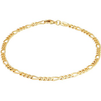 Barzel 18K Gold Plated Figaro Anklet For Women 4.5MM, 10 Inches - Made In Brazil