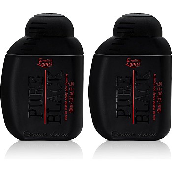 Creation Lamis - Pure Black (Pack of 2) | Fougere, Fruity & Woody Long Lasting Fragrance | Perfume for Men | Eau de Toilette (EDT) - 100ml / 3.4 fl.oz