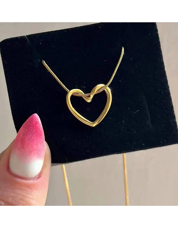 Crown Store Pure Stainless Steel Heart Pendant Necklace for Women Girls Gift Box