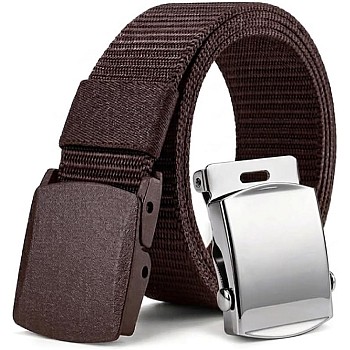حزام رجالي قايش نايلون متين بتوكة بلاستيك قوية + توكة معدن سلفر هدية | Adjustable Casual & Formal Belt |