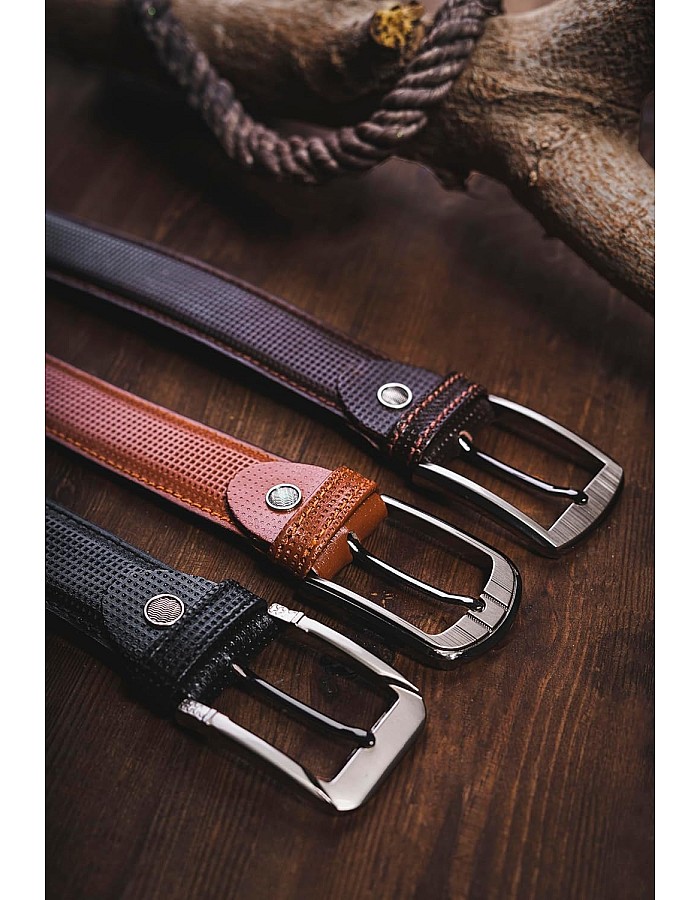 Motevia Men's Belt 100% Genuine Leather Classic Dotted Men's Belt
