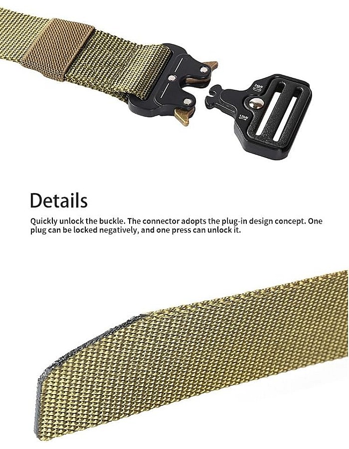 Motevia Men's Tactical Canvas Belt One Size Adjustable Eish Belt with Metal Buckle