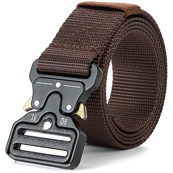 Motevia Men's Tactical Canvas Belt One Size Adjustable Eish Belt with Metal Buckle