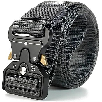 Motevia Men's Tactical Canvas Belt One Size Adjustable Eish Belt with Metal Buckle