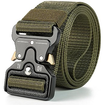 Motevia Men's Tactical Canvas Belt One Size Adjustable Eish Belt with Metal Buckle