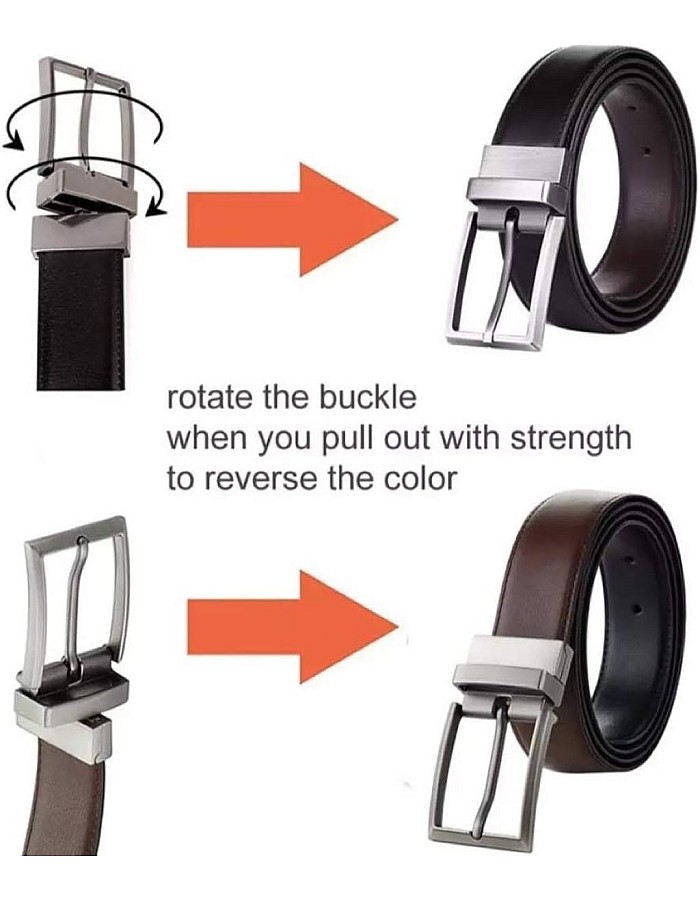 Reversible Leather Belt – Genuine Leather | Adjustable & Trim-to-Fit | Stylish 2-in-1 Design for Men & Women | 33-34mm (1.3") Wide | Versatile Dress & Casual Belt