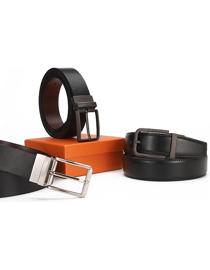 Reversible Leather Belt – Genuine Leather | Adjustable & Trim-to-Fit | Stylish 2-in-1 Design for Men & Women | 33-34mm (1.3") Wide | Versatile Dress & Casual Belt