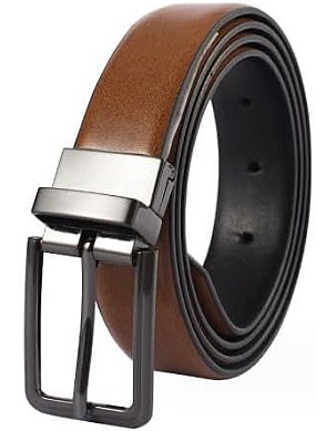 Reversible Leather Belt – Genuine Leather | Adjustable & Trim-to-Fit | Stylish 2-in-1 Design for Men & Women | 33-34mm (1.3") Wide | Versatile Dress & Casual Belt