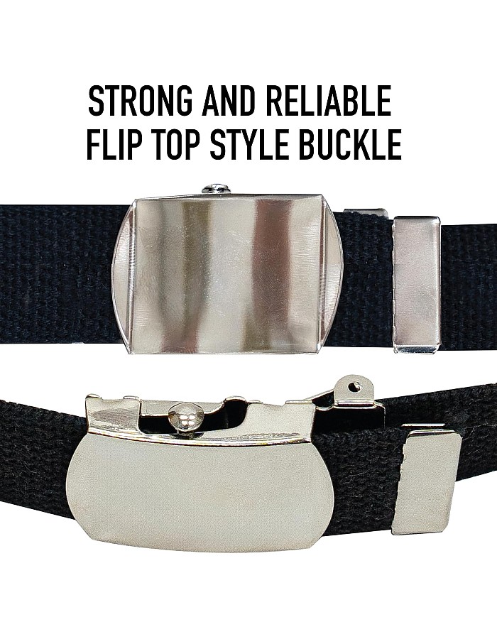 Rothco 100% Cotton Canvas Web Belt with Metal Buckle 3-Pack Outdoor Flip Top Style Belt