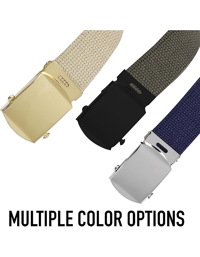 Rothco 100% Cotton Canvas Web Belt with Metal Buckle 3-Pack Outdoor Flip Top Style Belt