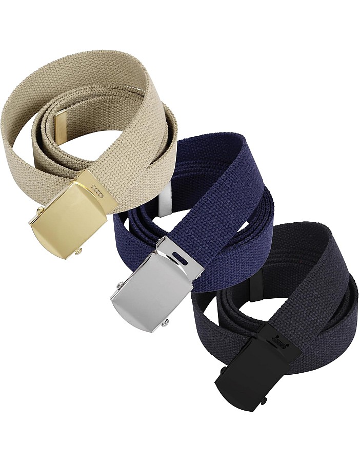 Rothco 100% Cotton Canvas Web Belt with Metal Buckle 3-Pack Outdoor Flip Top Style Belt