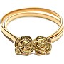Decorative Metal Double Circle Waist Belt, Gold Tone, Elastic Stretch Band