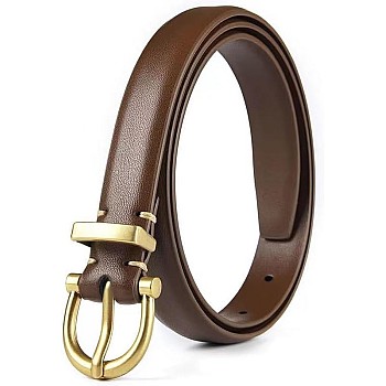 GQ Women Leather Belt for Jeans Pants Fashion Ladies Skinny Faux Leather Dress Belt(Brown)