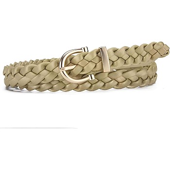 Jeans Pin Buckle Belt - Flat leather belt with sleek pin buckle and woven edge, tailored to complement slim-fit jeans effortlessly.