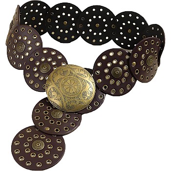 Retro Circle Belt - Elegant Wide Waist Cincher for Women Featuring Metallic Shine and Western Vibe, Ideal for Pairing with Dresses or High-Waisted Pants for Confident Style