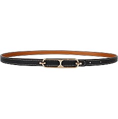 Style Harmony - Classic Women’s Leather Belt with Lustrous Alloy Buckle, Slim Fit Enhancing Waist Definition, Suitable for Denim or Dresses and Perfect for Modern Professional Fashion Looks