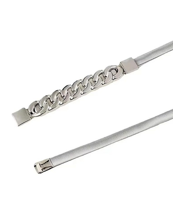 Wholesale Luxury Lady Dress Jeans Pants Skinny Wedding Thin Belts Elastic Strength Waist Belt silver Metal Chain Belt Women