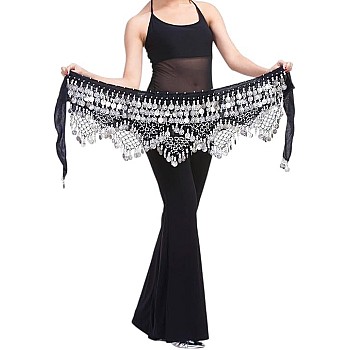 Women's Belly Dance Chiffon Waist Belt with Coins