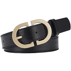 Women's Belt Set, Tan White Black, Gold Buckle, Leather Strap Set PU Leather -M82