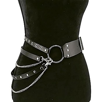 Women's Fashion Leather Chain Belt