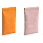 2PCS Eyeglass Storage Pouch Glasses Bag Sunglasses Storage Set Shrapnel Mouth Automatic Closure Glasses Storage Bag Leather Glasses Bag, Soft Inner Lining Large Capacity Water-Resistant(Pink+Orange)