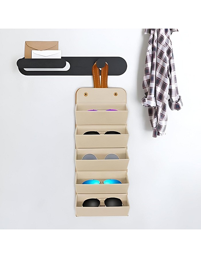 Pouch - Versatile Leather Sunglasses Storage Solution with Six Compartments for Hassle-Free Travel