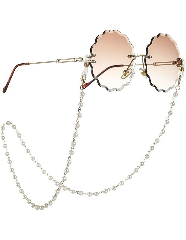 IYOU Street Shot Eyeglasses Chains Peral Gold Glasses Chain Anti-lost Eyeglass Accessories Travel Anti-lost Sunglasses Cord for Women and Girls