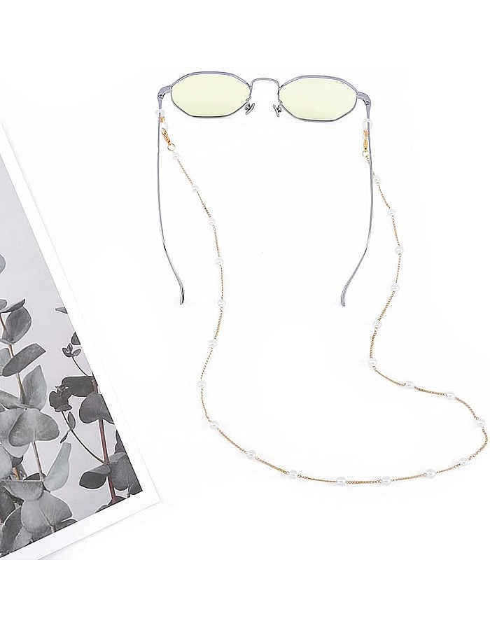 IYOU Street Shot Eyeglasses Chains Peral Gold Glasses Chain Anti-lost Eyeglass Accessories Travel Anti-lost Sunglasses Cord for Women and Girls