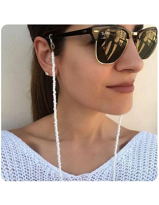 سلسلة حامل نظارات شمسية بلون ابيض - اربطة سلسلة للنظارات من توب تريند، مقاس واحد