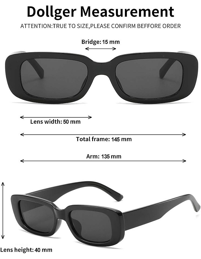 Dollger Vintage Rectangle Sunglasses Women Men UV400 Protection Fashion Square Frame Eyewear