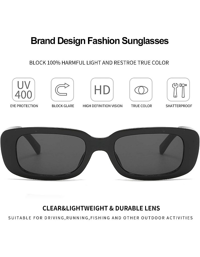 Dollger Vintage Rectangle Sunglasses Women Men UV400 Protection Fashion Square Frame Eyewear