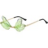 Fashion Eyewear - Unique Irregular Sunglasses with Women’s Dragonfly Wings Design and Eye-Catching Bling Details, Making a Bold Statement for Any Party