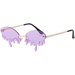 Festival Flair - Elegant but Fun Tear-Drop Sunglasses Featuring Unusual Metal Design Ideal for Halloween Costumes and Fashion Statements