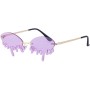 Festival Flair - Elegant but Fun Tear-Drop Sunglasses Featuring Unusual Metal Design Ideal for Halloween Costumes and Fashion Statements