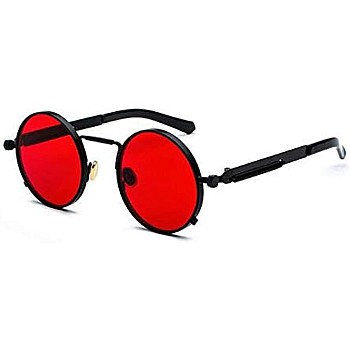 Men Women Sunglasses Steampunk Round Anti-UV Polarized Metal Frame Retro Sun Glasses Mirror UV400 Brand Design Women and Men Eyewear Polarized Vintage Outdoor Sunglasses