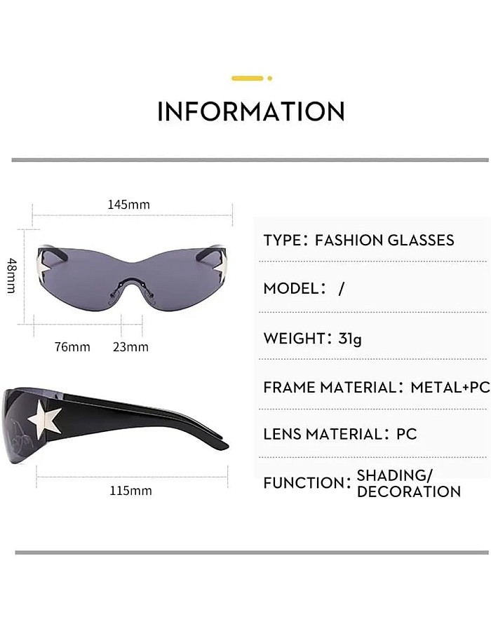 MySouq-Store [1Pcs] New Rimless Punk Sunglasses Goggle Women Men Luxury Brand Wrap Around Sun Glasses Star Eyewear Sports One Piece Shades