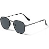 نظارة شمس صغيرة كلاسيكية بعدسات مربعة للنساء من برو اكمي شنبر معدني مضلع خفيف وعدسات مستقطبة للحماية الاشعة فوق البنفسجية 400 S أسود