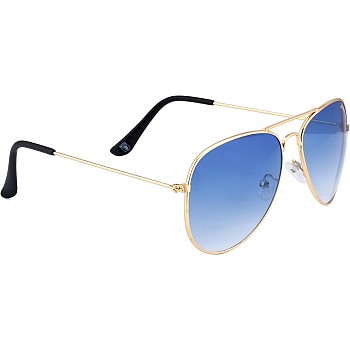 Royal Son UV Protected Aviator Unisex Sunglasses, C1 Blue Gradient Lens | Golden Frame