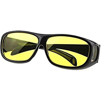 Unisex HD Night Vision Driving Sunglasses Yellow Lens Over Wrap Around Glasses - 2724644110694