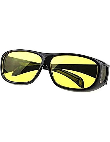 Unisex HD Night Vision Driving Sunglasses Yellow Lens Over Wrap Around Glasses - 2724644110694