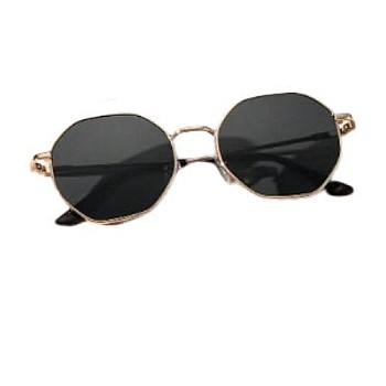 Women's Round Sunglasses Gold and Black Lens High Elegance and Durability - Full UV Protection