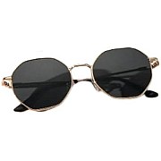 Women's Round Sunglasses Gold and Black Lens High Elegance and Durability - Full UV Protection