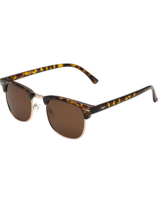 grinderPUNCH Polarized Designer Inspired Vintage Sunglasses Half Frame Classic Retro, Tortoise Frame Brown Lens