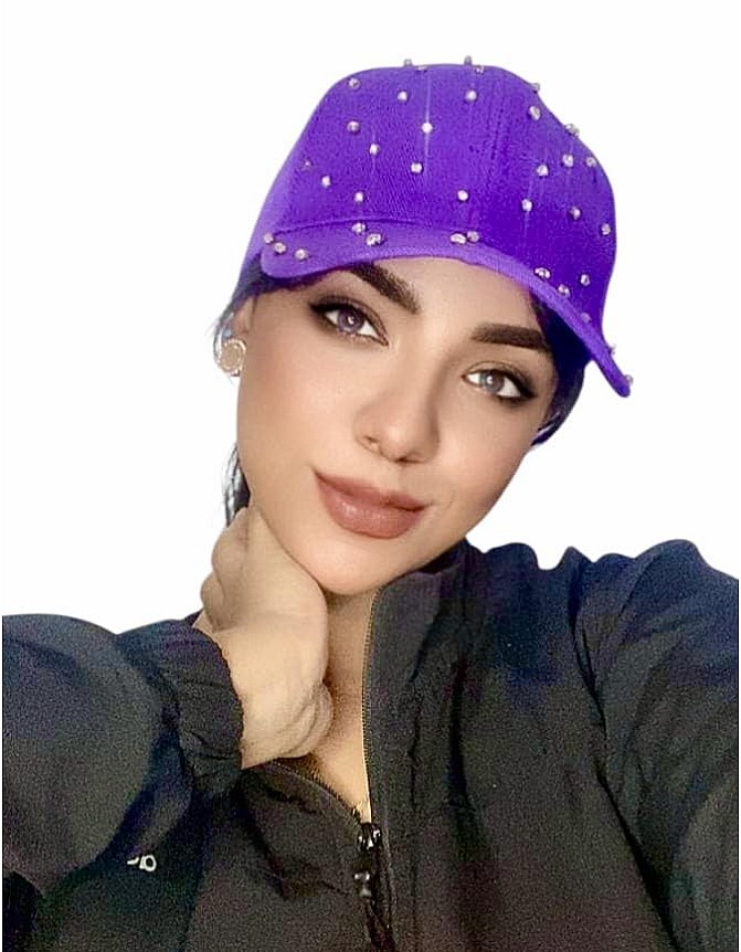 قبعة بيسبول أرجوانية مزينة بالكريستال، قبعة رياضية عصرية مع حبات لامعة للنساء