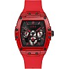 GUESS Men's Polycarbonate Quartz Watch with Silicone Strap, Red, 24 (Model: GW0203G5)