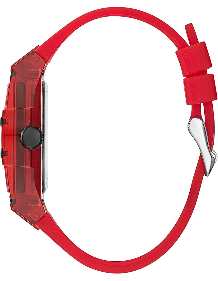 GUESS Men's Polycarbonate Quartz Watch with Silicone Strap, Red, 24 (Model: GW0203G5)