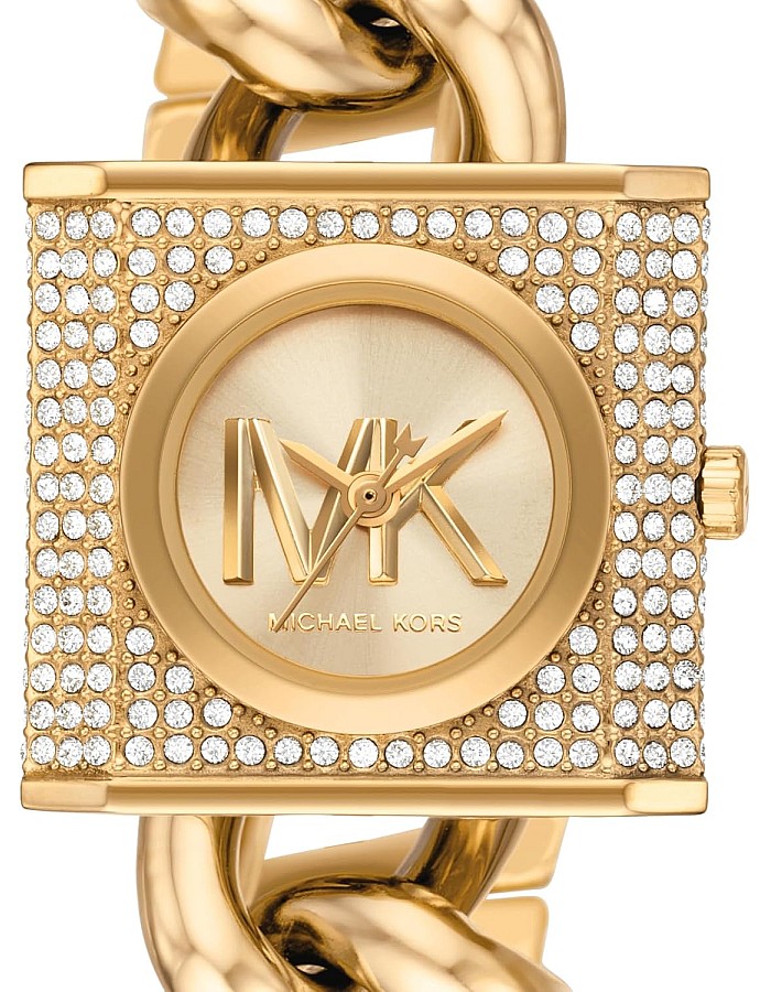 Michael Kors MK Chain Lock Women's Watch, Stainless Steel and Pavé Crystal Watch for Women